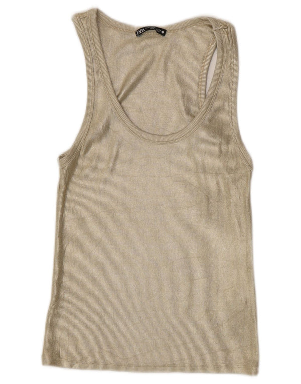 Женский жилет Zara UK 12, средний золотой, вискоза