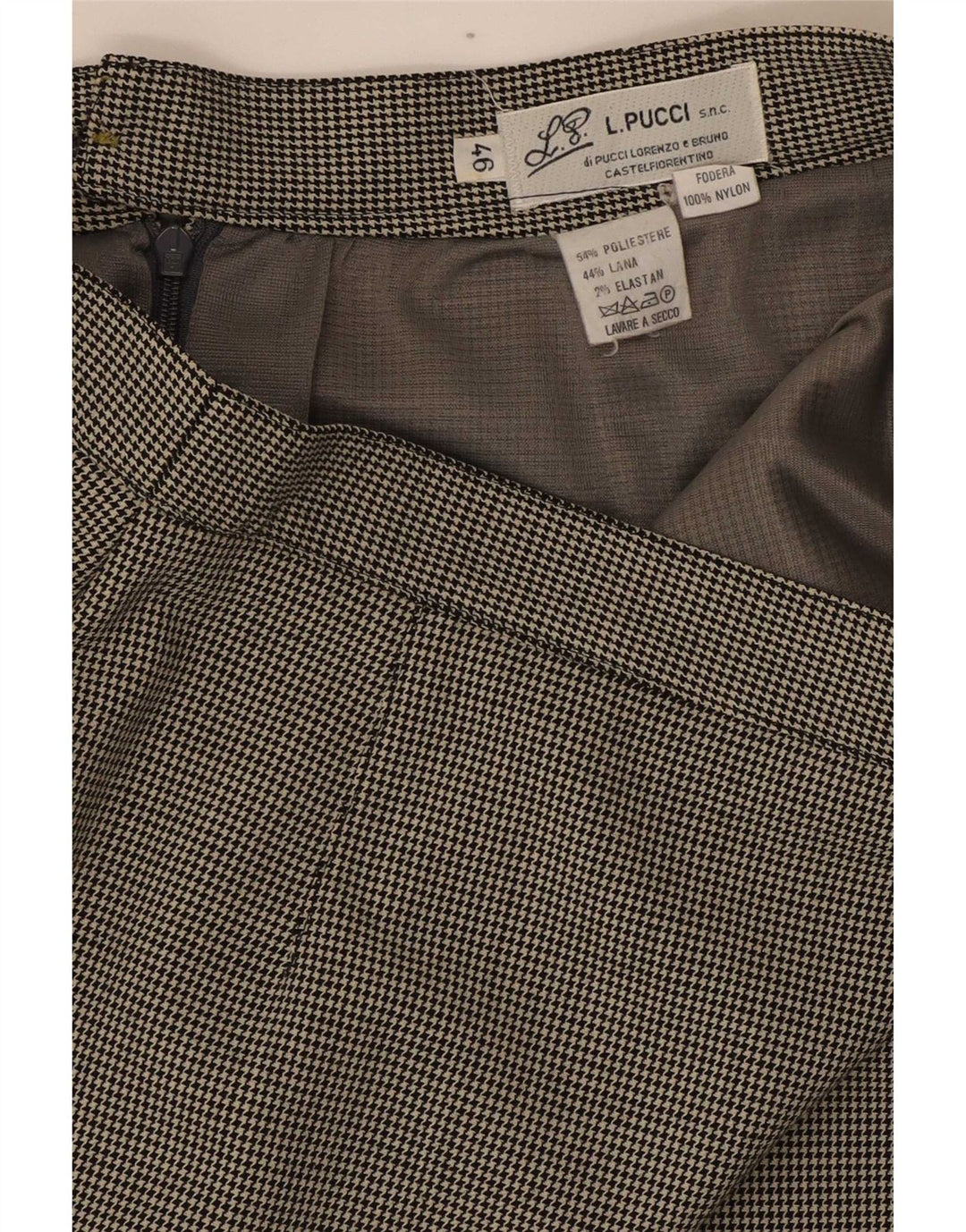 L.Pucci Женская юбка-карандаш IT 46 Large W30 Черная полиэстер с узором «гусиные лапки»