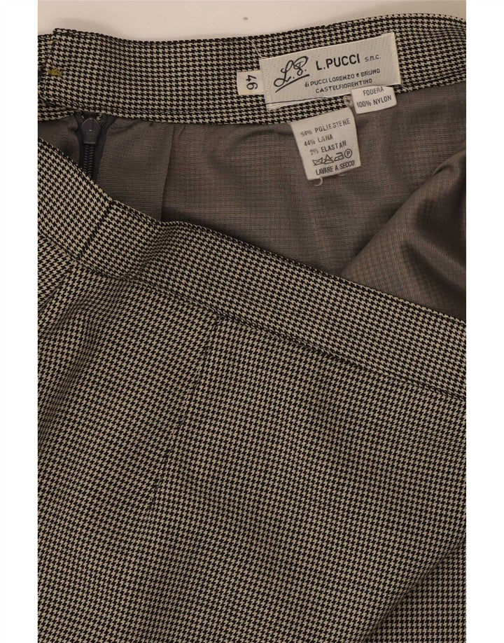 L.Pucci Женская юбка-карандаш IT 46 Large W30 Черная полиэстер с узором «гусиные лапки»