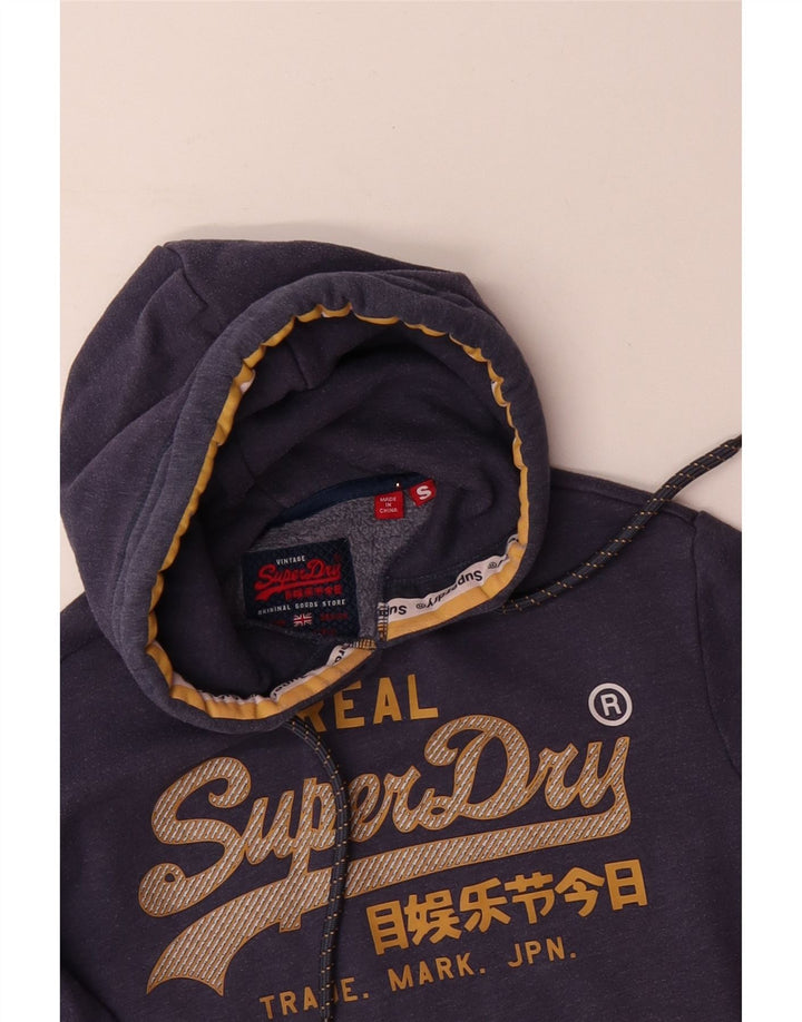 SUPERDRY Мужской джемпер с капюшоном с рисунком, маленький, темно-синий, полиэстер