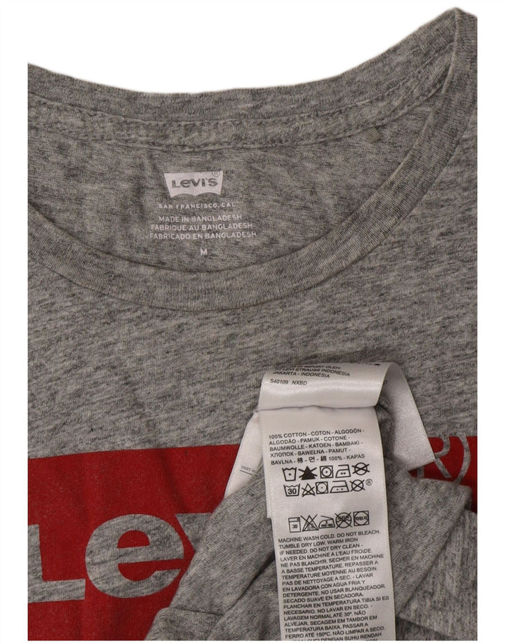 Женская футболка с рисунком LEVI'S Top UK 12, средний серый хлопок с крапинками