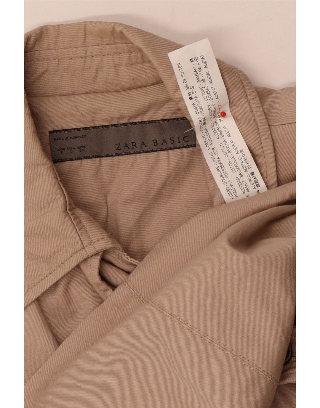 Женский тренч Zara UK 16, большой размер, бежевый хлопок