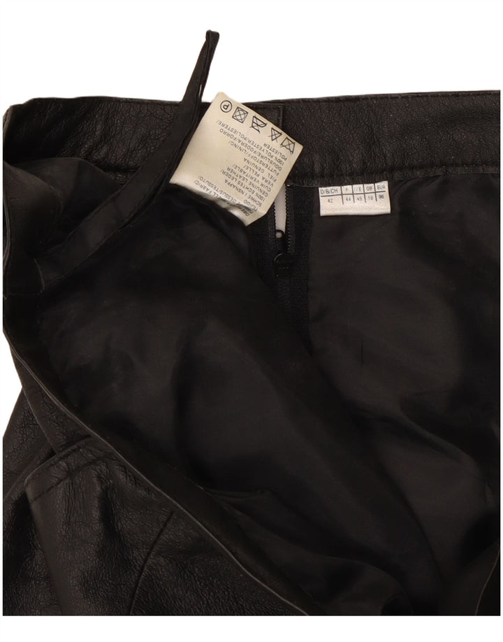 Винтажная женская кожаная юбка UK 16, большая черная кожа W30