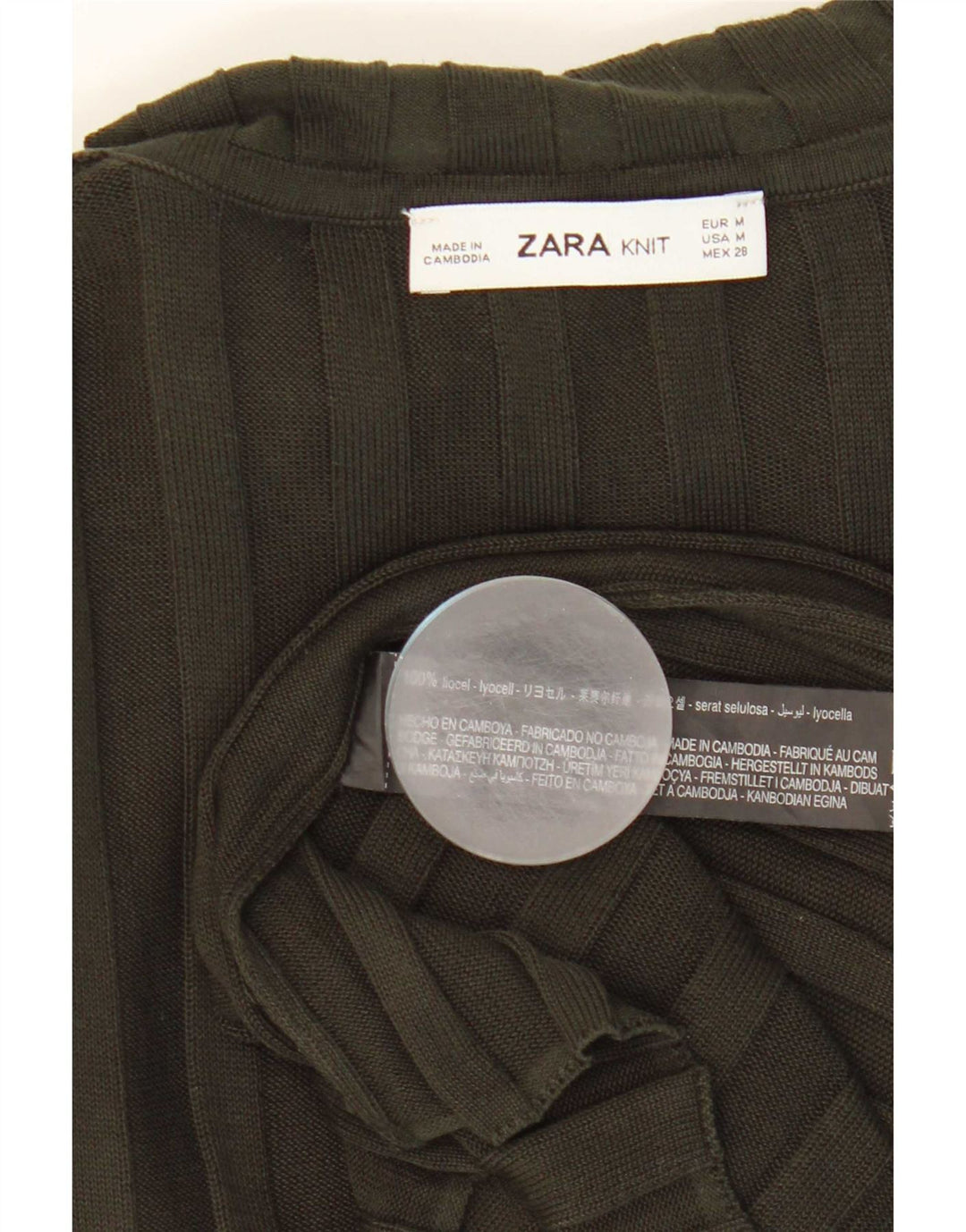Женский топ Zara с длинным рукавом UK 12, средний хаки, лиоцелл