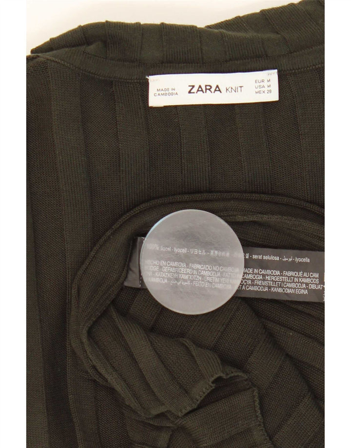 Женский топ Zara с длинным рукавом UK 12, средний хаки, лиоцелл