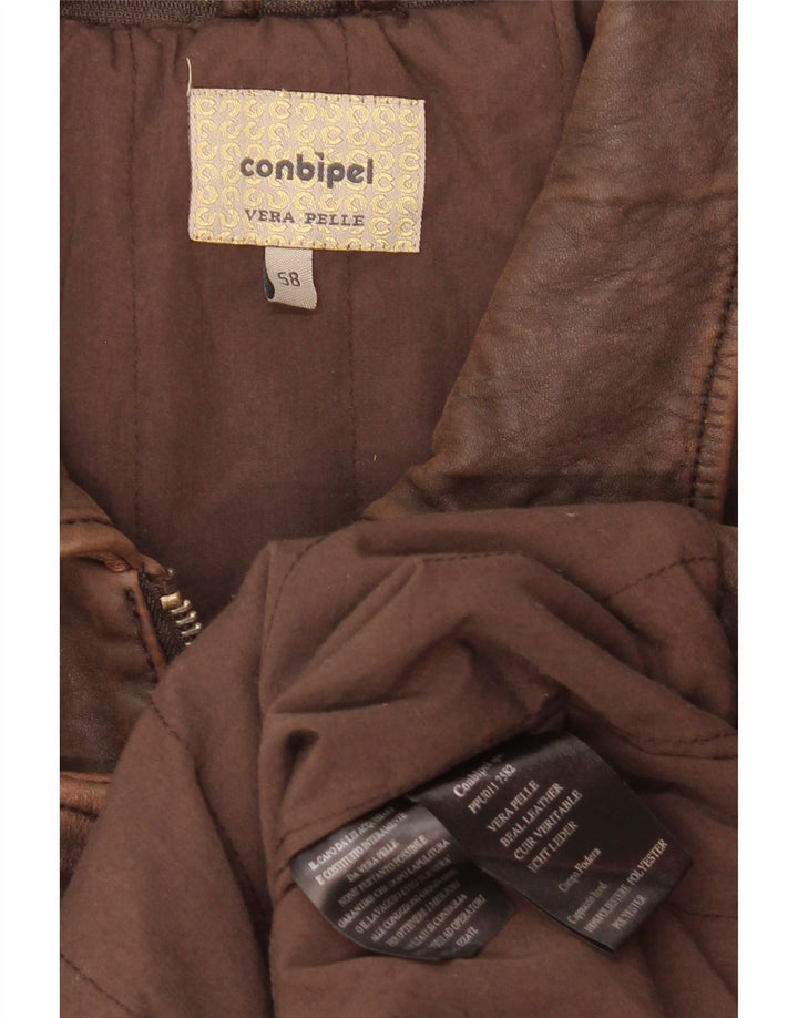 Мужская кожаная куртка Conbipel IT 58 2XL Коричневая кожа