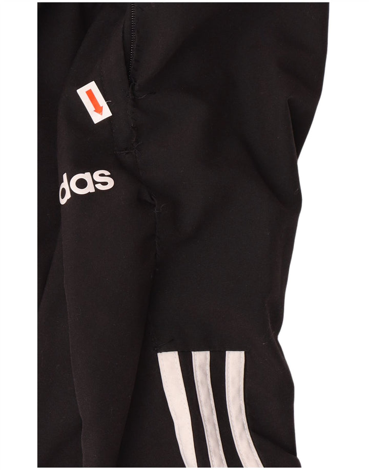 Мужские спортивные брюки Adidas из полиэстера среднего черного цвета в полоску