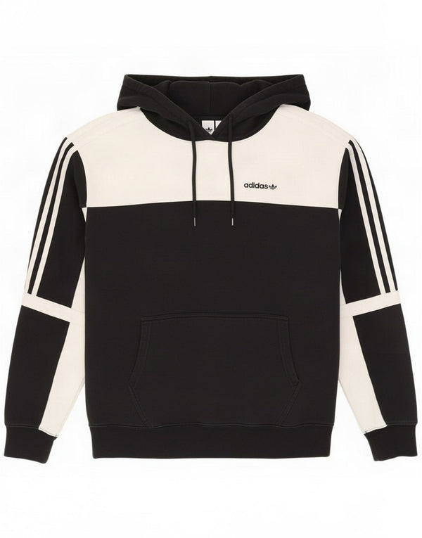 Мужской джемпер с капюшоном Adidas, маленький черный, хлопок с цветными блоками