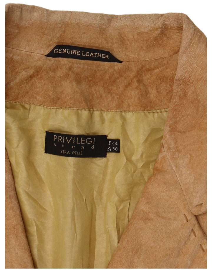 Privilegi Женский замшевый пиджак на 3 пуговицах IT 44 Средний коричневый кожаный