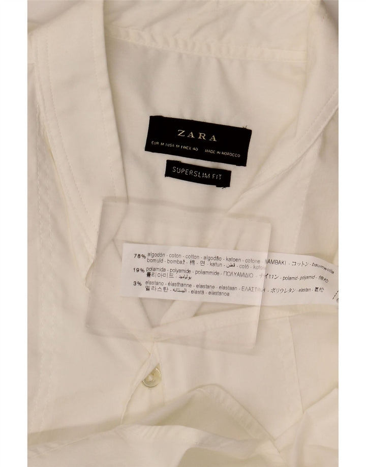 Мужская рубашка сверхтонкого кроя ZARA, средний белый хлопок, белый цвет