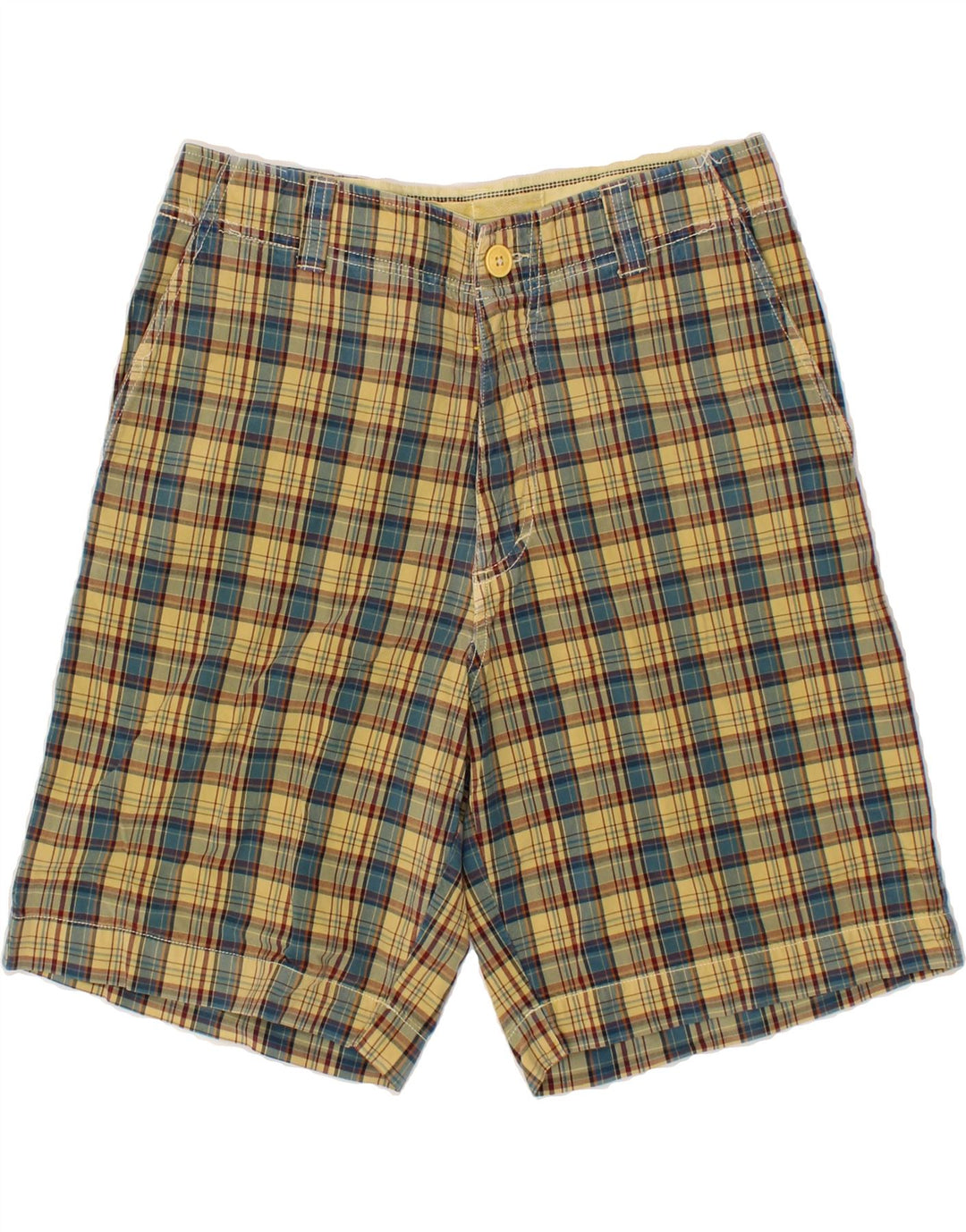 WOOLRICH Mens Chino Shorts W30 Medium  Yellow Check Cotton Vintage Woolrich and Second-Hand Woolrich from Messina Hembry 