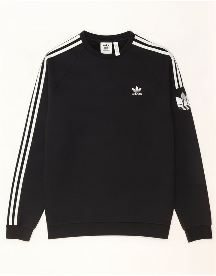 Мужской свитшот Adidas с рисунком, хлопковый джемпер среднего размера, черный