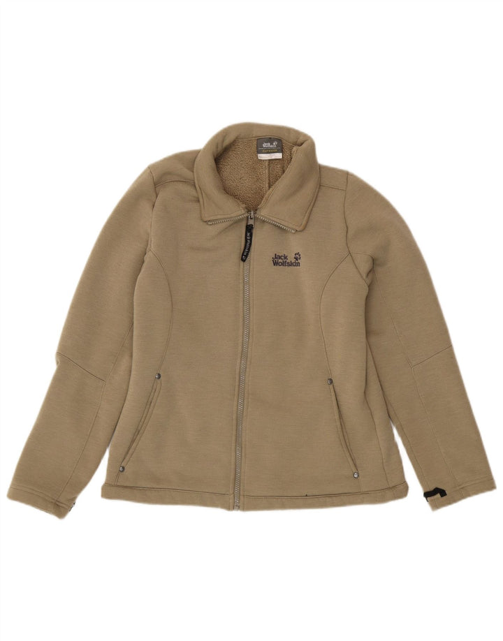 JACK WOLFSKIN Женский спортивный костюм из шерпы, верхняя куртка UK 14, средний хаки