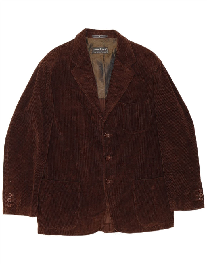 HERMAN & SONS Мужской вельветовый пиджак с 3 пуговицами IT 48 Средний коричневый