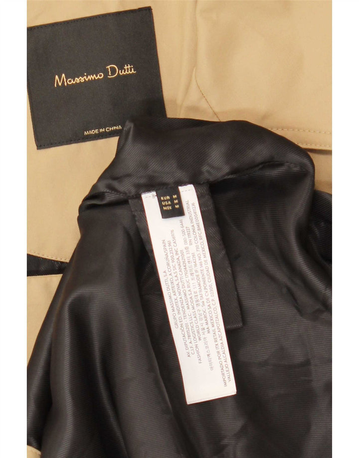 Massimo Dutti Женский Короткий Тренч Оверсайз UK 14 Средний Бежевый Хлопок