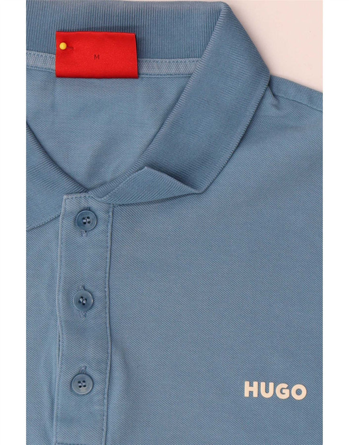 Мужская рубашка поло Hugo Boss, хлопок среднего синего цвета