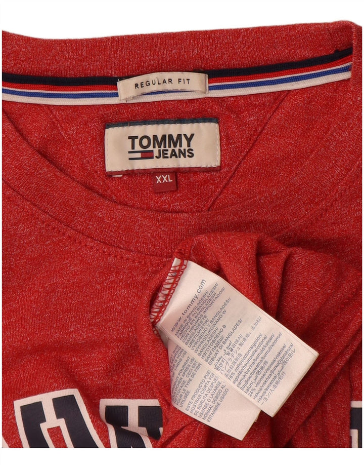 Tommy Hilfiger Мужской топ стандартного кроя с рисунком и длинным рукавом 2XL, красный в крапинку