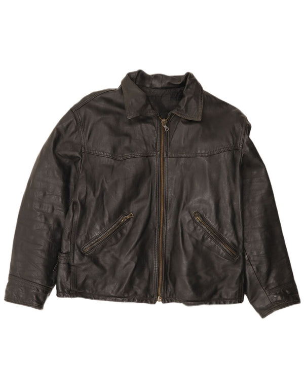 Винтажная мужская кожаная куртка UK 42 XL, черная кожа