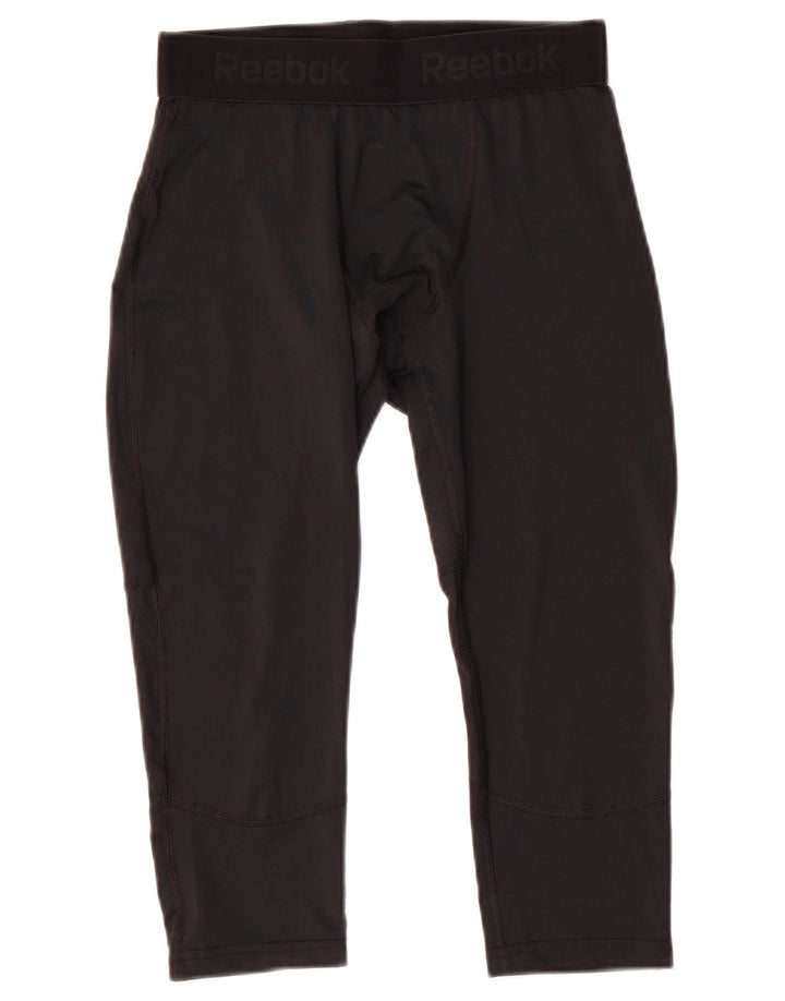Мужские леггинсы-капри REEBOK с рисунком, средний черный, полиэстер