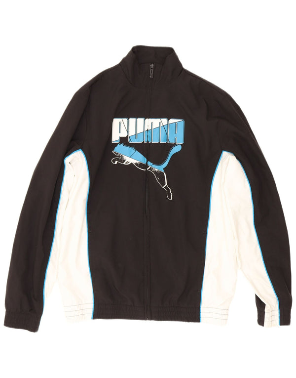 Спортивный костюм Puma для мальчиков с графическим рисунком, верхняя куртка 13–14 лет, черный с цветными блоками
