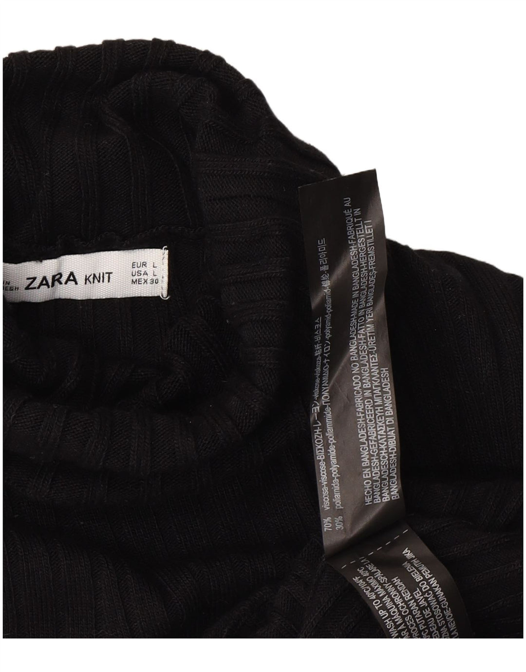 ZARA Womens Roll Neck Jumper Sweater UK 14 Large Black Viscose