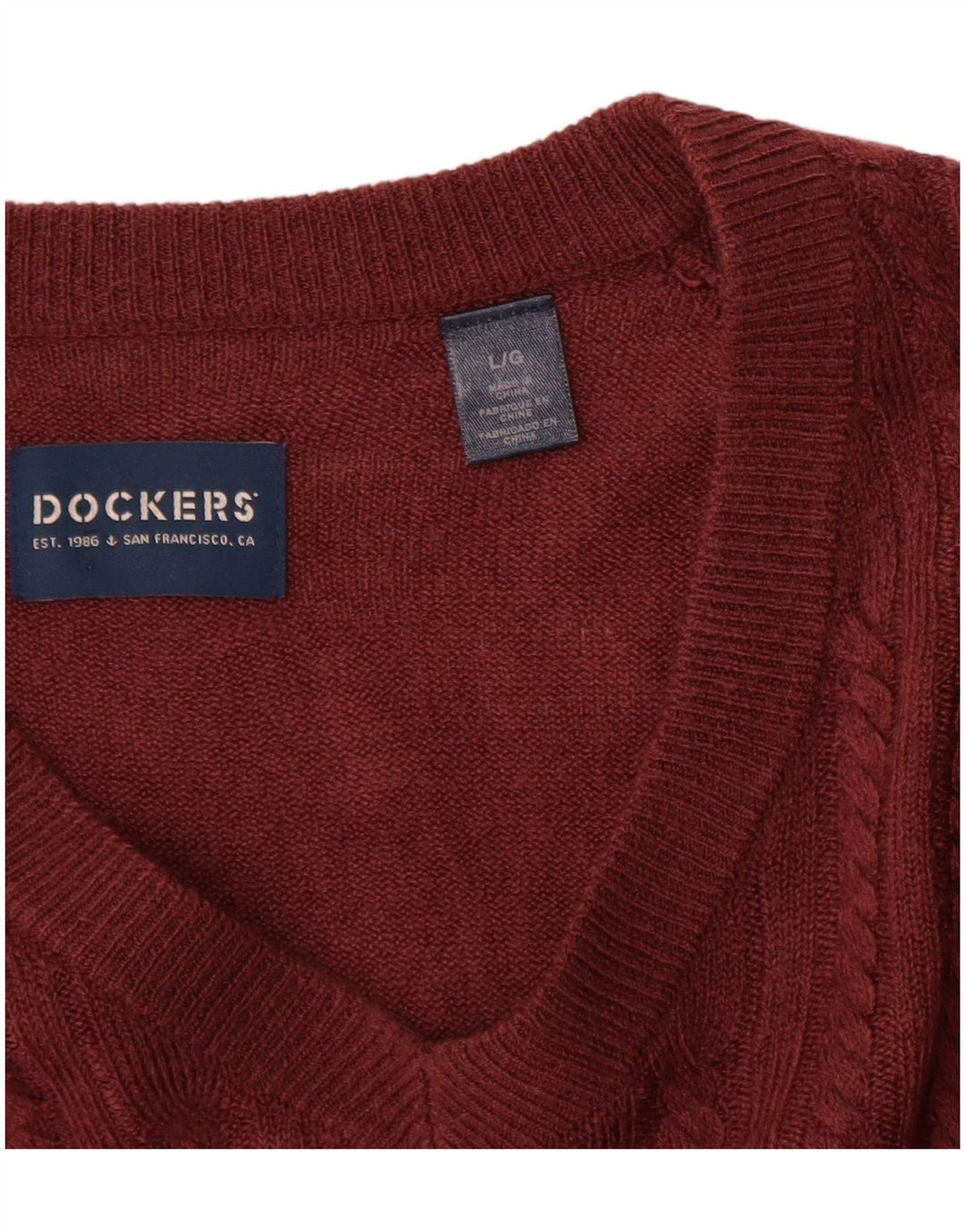 Мужской джемпер с v-образным вырезом Dockers, большой темно-бордовый акрил