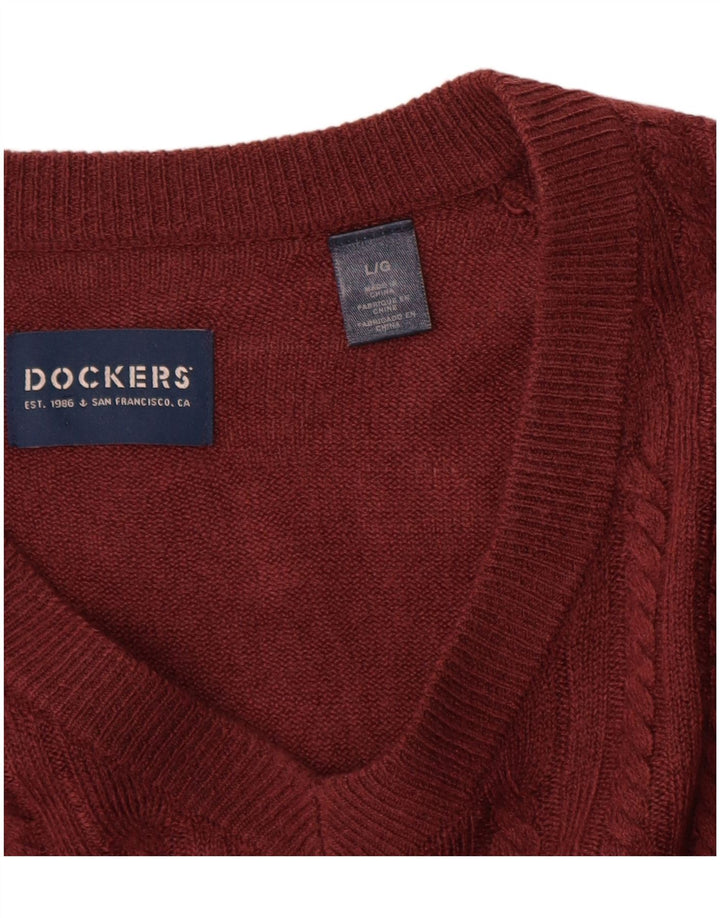 Мужской джемпер с v-образным вырезом Dockers, большой темно-бордовый акрил