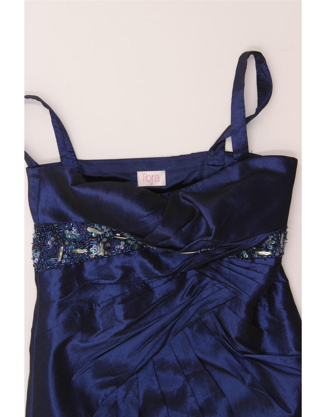 LIBRA Womens Sleeveless Sheath Dress UK 12 Medium Navy Blue Polyester Vintage Libra and Second-Hand Libra from Messina Hembry 