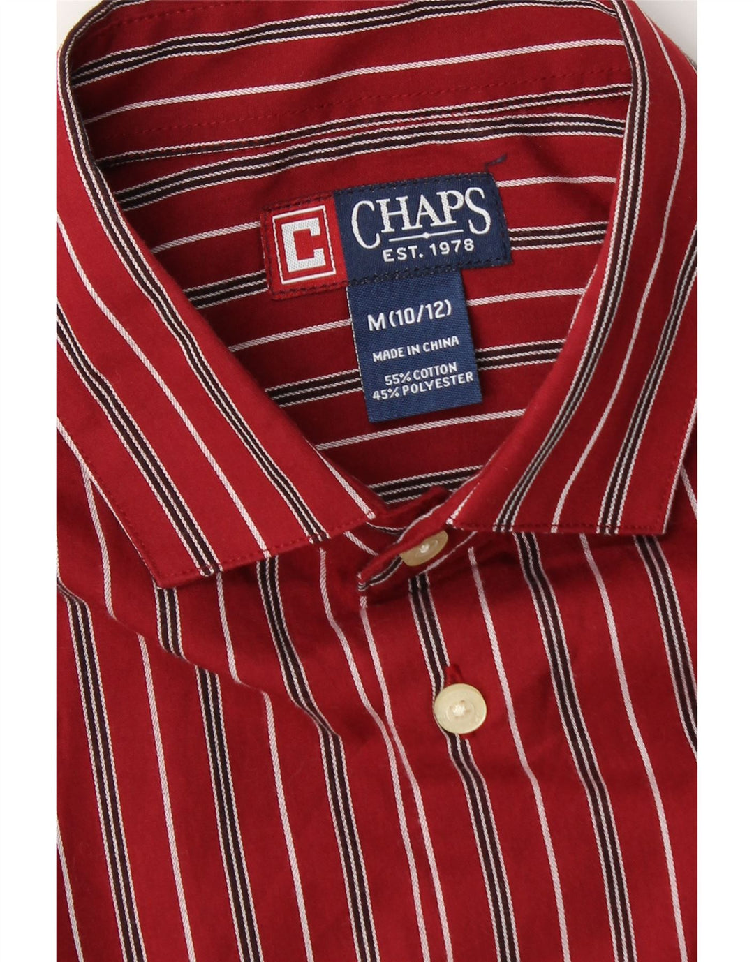 Рубашка Chaps Boys 10–11 лет, хлопковая ткань среднего бордового цвета в полоску