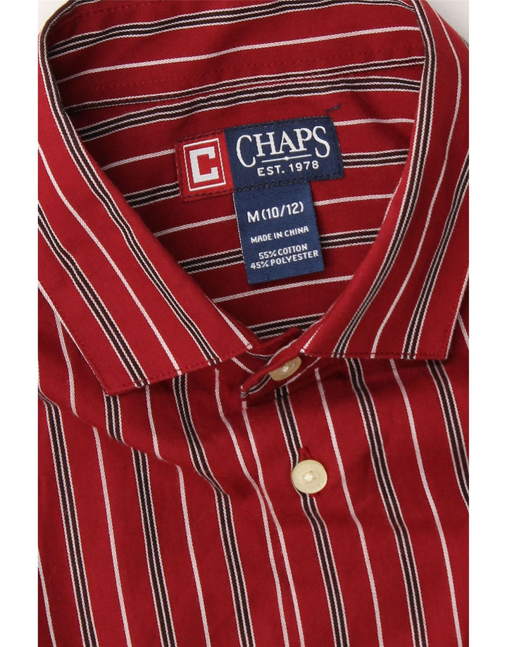 Рубашка Chaps Boys 10–11 лет, хлопковая ткань среднего бордового цвета в полоску