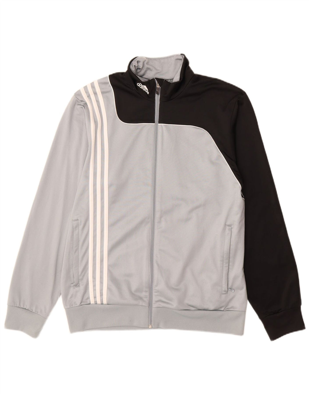 Мужская спортивная куртка Adidas UK 40/42, средний серый цвет, полиэстер с цветными блоками