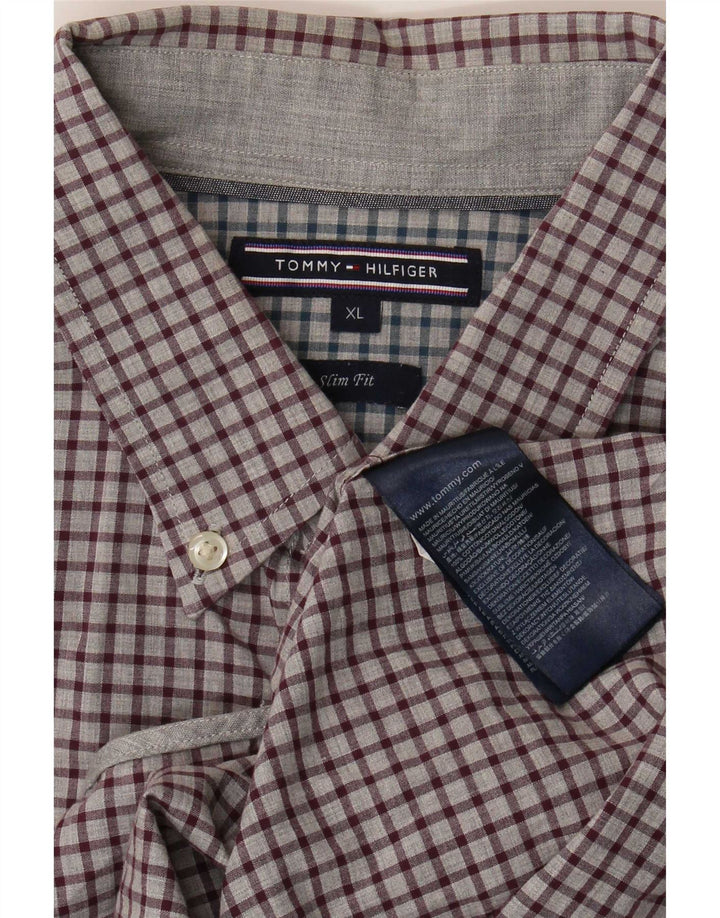 Tommy Hilfiger Мужская рубашка приталенного кроя XL, серая клетка, хлопок