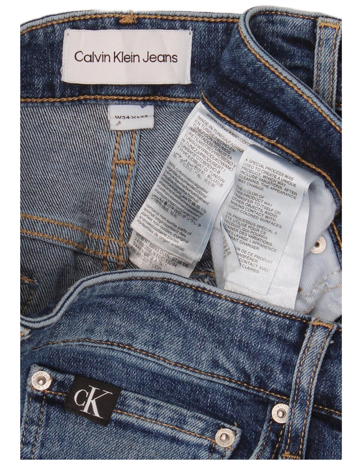 Мужские узкие джинсы Calvin Klein W34 L32, синий хлопок