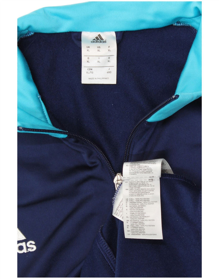 ADIDAS Mens Tracksuit Top Jacket XL Navy Blue Colourblock Polyester