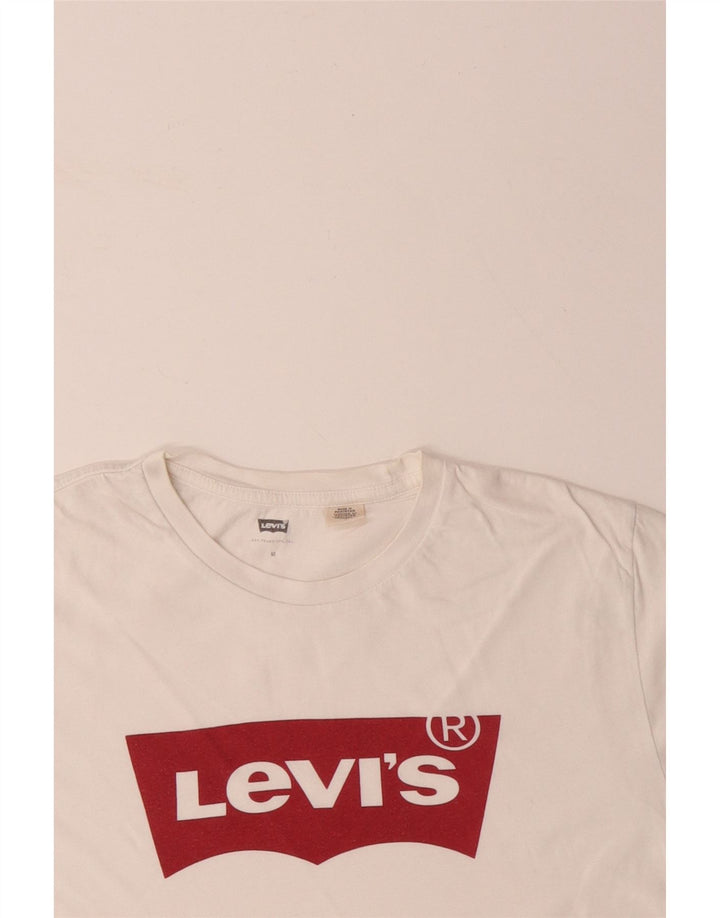 Мужская футболка с рисунком LEVI'S, хлопковый топ среднего размера, белый цвет