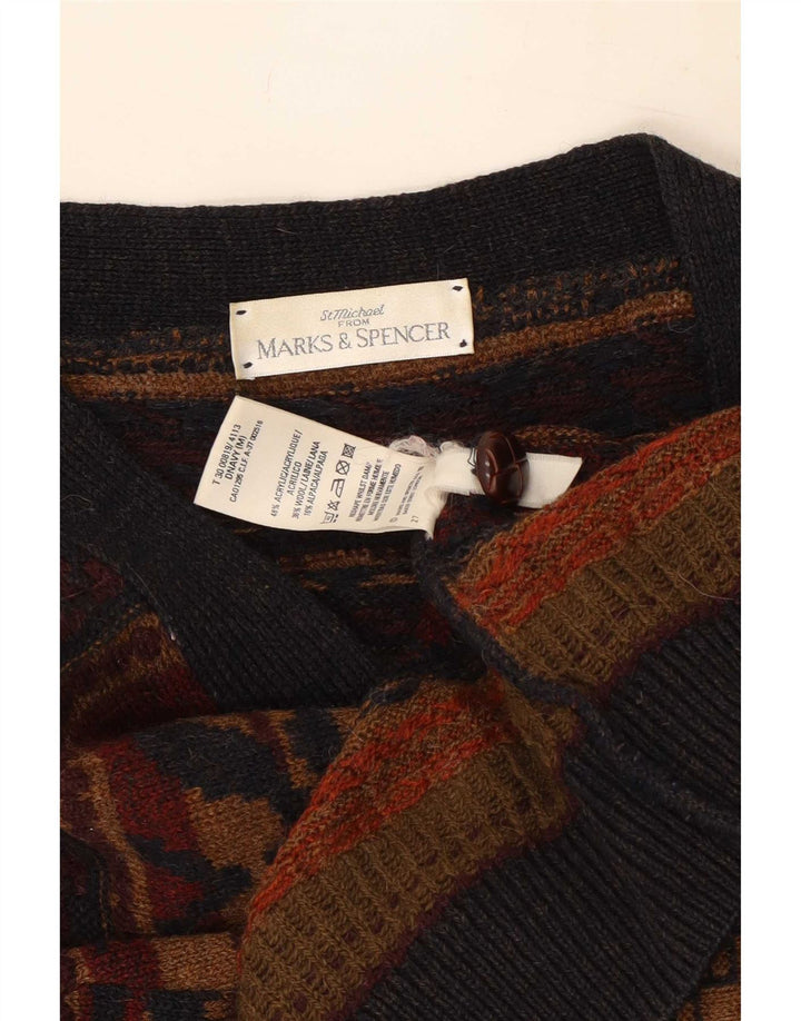 Мужской кардиган Marks & Spencer St. Michael, средний коричневый с геометрическим узором