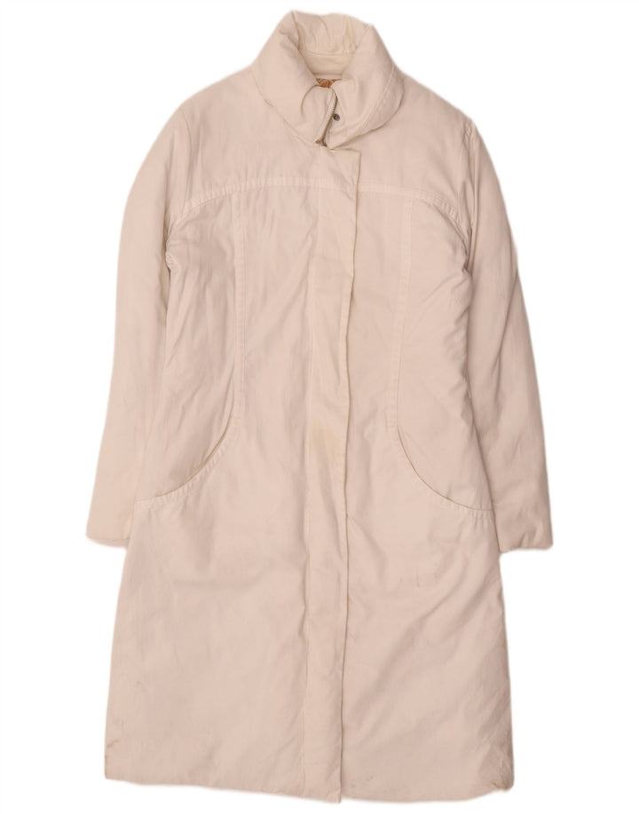 Trussardi Jeans Женское Стеганое Пальто IT 44 Средний Белый Хлопок