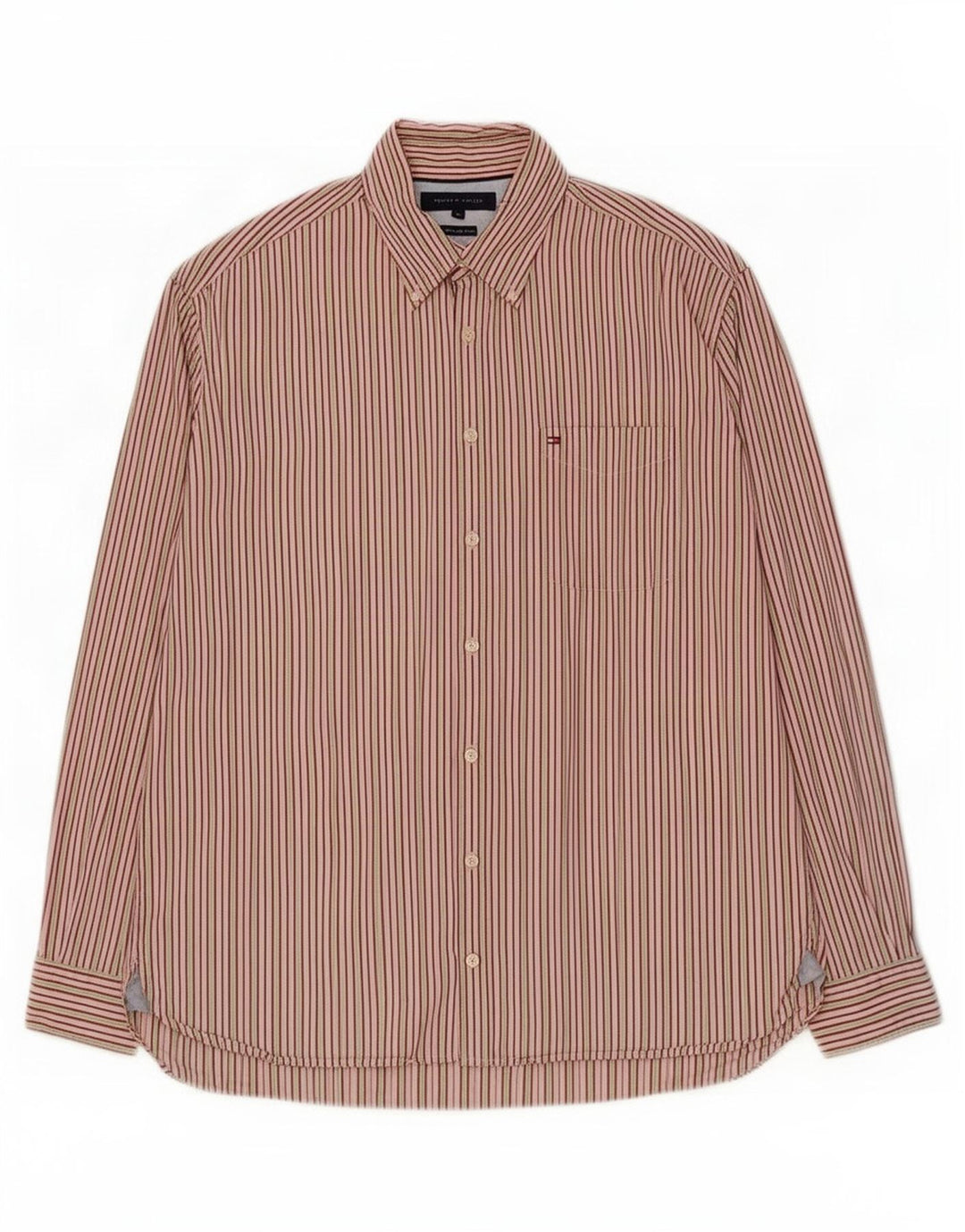 Мужская рубашка Tommy Hilfiger XL, разноцветная хлопковая полоска