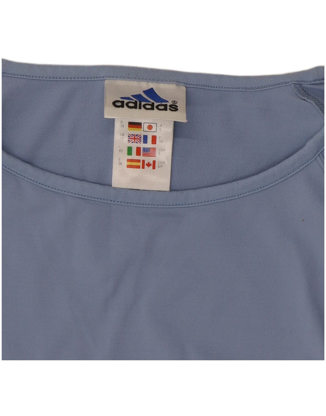 Женская укороченная футболка Adidas Top UK 10, маленький синий полиэстер