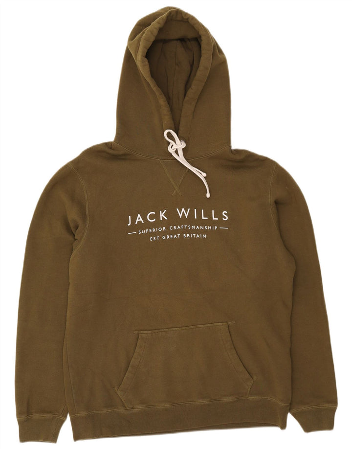 Jack Wills Мужской джемпер с капюшоном с рисунком, средний зеленый хлопок, хлопок