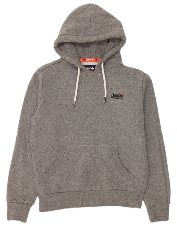 Мужской джемпер с капюшоном Superdry среднего серого цвета, хлопок