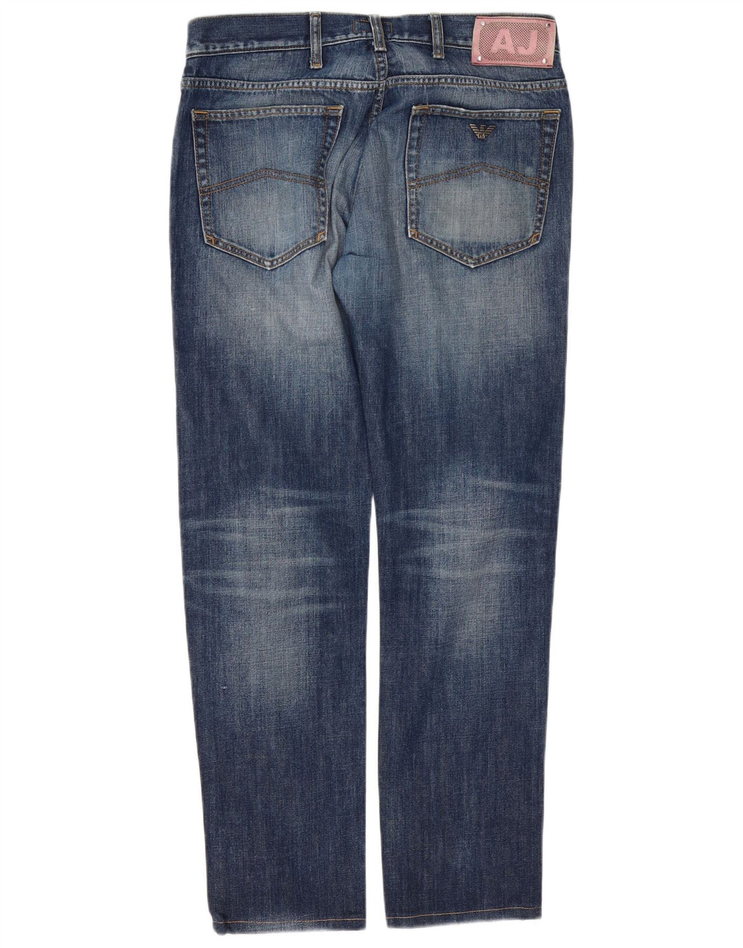 Мужские потертые узкие джинсы Armani W34 L30 синие, хлопок