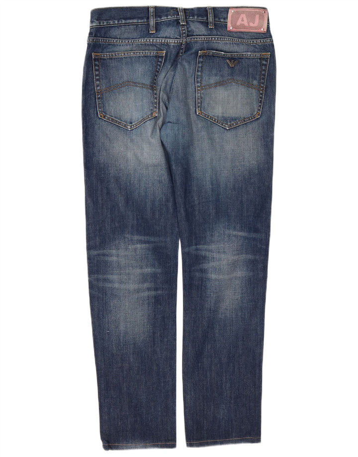 Мужские потертые узкие джинсы Armani W34 L30 синие, хлопок