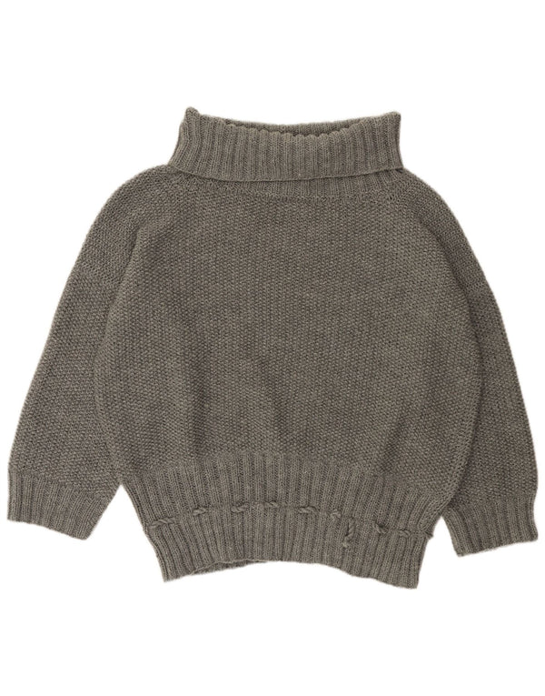 ВИНТАЖНЫЙ женский свободный джемпер с высоким воротником, Великобритания, 22, 3XL, серый