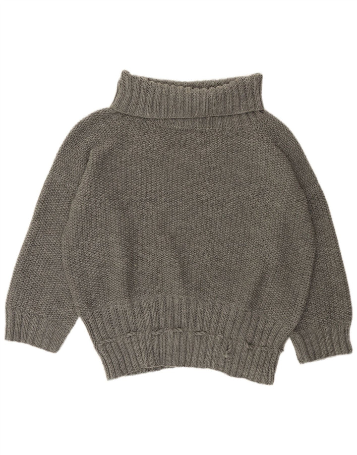 ВИНТАЖНЫЙ женский свободный джемпер с высоким воротником, Великобритания, 22, 3XL, серый