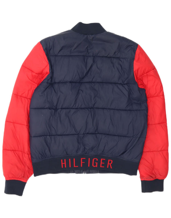 Мужская стеганая куртка Tommy Hilfiger UK 36, маленькая, темно-синяя, с цветными блоками