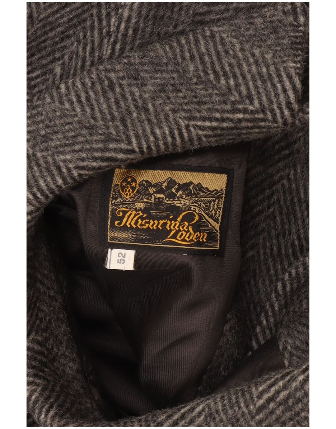 Винтажное мужское пальто IT 52 XL серое в елочку