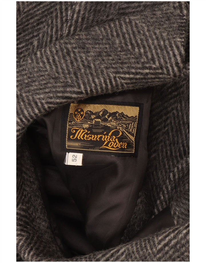 Винтажное мужское пальто IT 52 XL серое в елочку