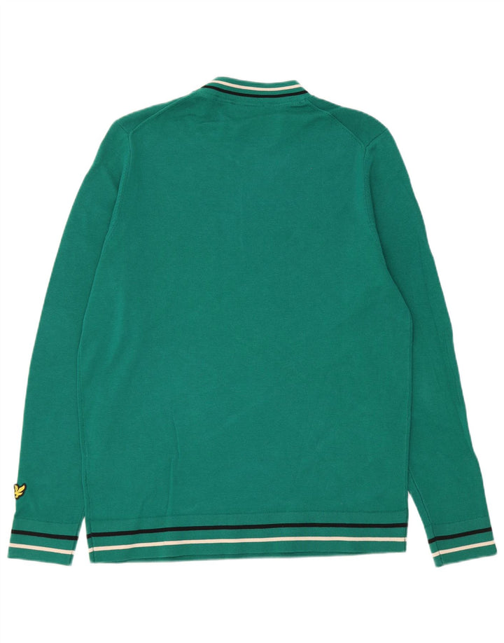 Мужской джемпер с круглым вырезом Lyle & Scott стандартного кроя, хлопковый свитер среднего зеленого цвета