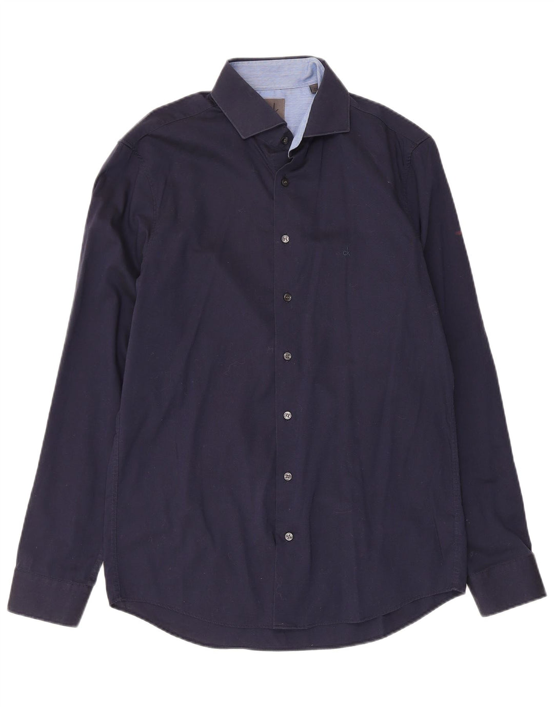 Мужская приталенная рубашка Calvin Klein, размер 39 15 1/2, средний темно-синий хлопок